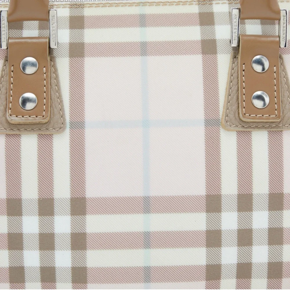BURBERRY Pink/Beige House Check PVC and Leather Small Boston Bag - Picture 6 of 15